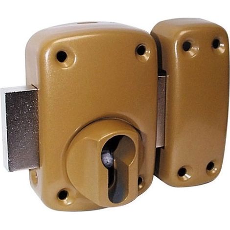 Thirard – Verrou à bouton pour cylindre européen – Décor époxy or – Acier renforcé – Épaisseur de porte 45mm – Niveau de sécurité élevé (1/2)