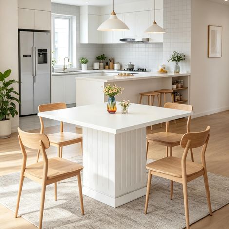Table de salle à manger moderne avec plateau carré, table carrée fonctionnelle, table de cuisine, table de salle à manger (uniquement avec table de salle à manger) (1/5)
