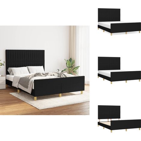 Cadre de lit sans matelas noir 140x190 cm tissu - Cadre De Lit - Lit Double - Literie - Têted'oreiller - Meuble Chambre (1/5)
