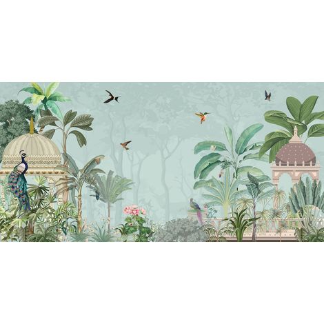 Papier peint panoramique - Jardin Oiseaux - 130 cm x 64 cm (1/2)
