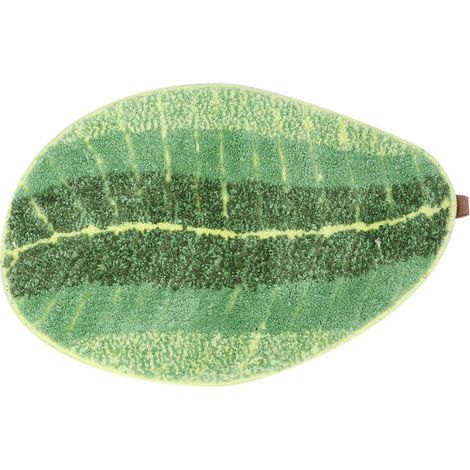 [Tapis de sol intérieur/extérieur] [Pratique] [Tapis d'entrée et de salle de bain anti-dérapant] Absorbant, forme feuille 40x60 cm vert pour maison hôtel (1/5)