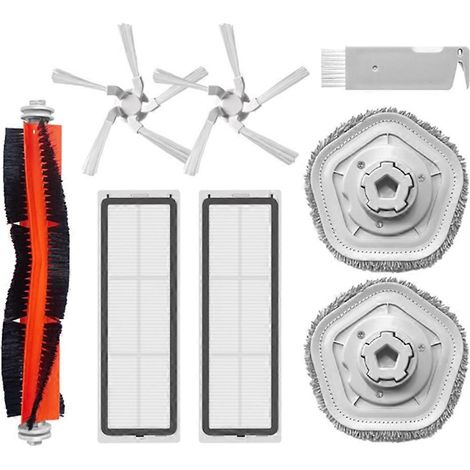 Compatible avec l'aspirateur et laveur robot autonettoyant Mengmeng Robot W10/W10 Pro, brosse principale, brosse latérale, filtre HEPA et kit de remplacement de la serpillière. (1/5)