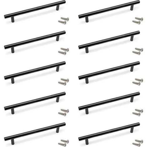 Emuca Orlando Tiradores de mueble acero negro 10 piezas