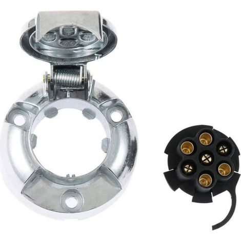 1 Prise remorque 7 broches,étanche,alliage d'aluminium,fiche mâle et femelle 12V,pour véhicule utilitaire (1/4)