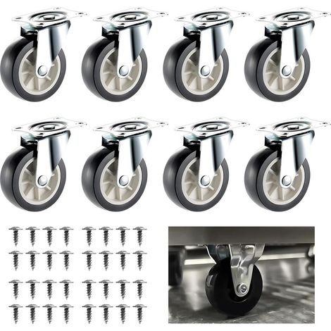 Lot de 8 Petites Roulettes Pivotantes 360° avec Vis - Universelles pour Meubles & Boîtes de Rangement (1/5)