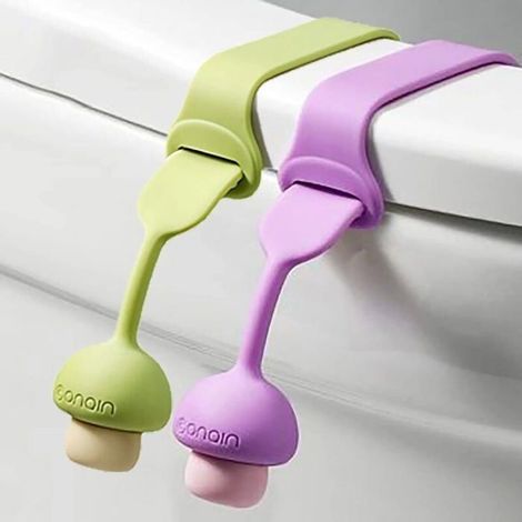 Sollevatore per sedile WC, sedile WC in silicone/maniglia di sollevamento, supporto per sedile WC, attrezzi (1/5)