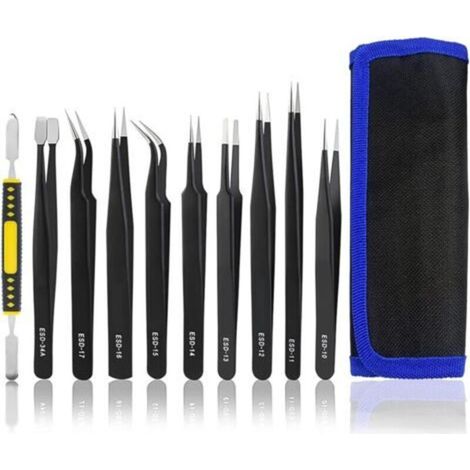 10 pcs antistatiques antistatiques antimagnétiques multi-standard en acier inoxydable Parfait pour l'électronique de laboratoire, les bijoux, la beauté et le travail détaillé (1/5)