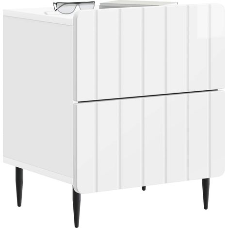 Maison Exclusive - Armadio da Notte con cassetto Bianco Lucido 43 x 34,5 x 49,5 cm