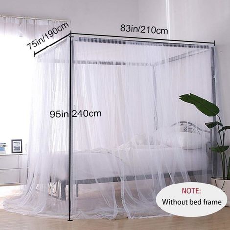 Moustiquaire Lit Double 210x190 - Anti-insectes 4 portes - Universelle (1/2)