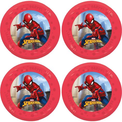 Assiette en plastique, 4 pièces, réutilisable, vaisselle de fête pour anniversaire ou fête à thème, super-héros (1/2)