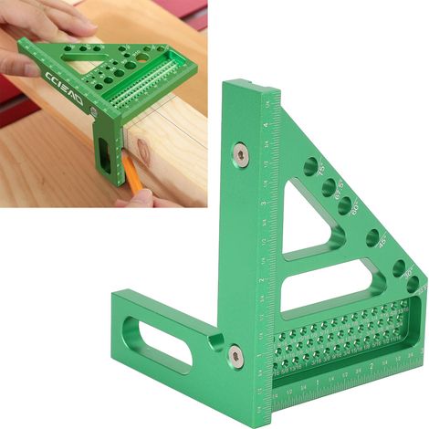 Cinquième génération - Vert Impérial - Règle triangulaire de travail du bois avec cheville dissimulée, en alliage d'aluminium, outil de mesure (1/5)
