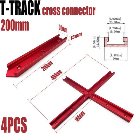 Rouge 200 (4 pièces par ensemble) Connecteur à rainure en T, rainure en croix universelle type 30 pour le travail du bois, rainure de connexion en forme de croix, rainure de travail du bois type 30. (1/5)