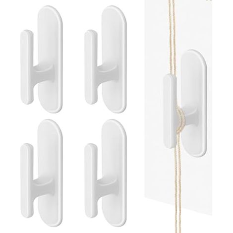 Lot de 4 Crochets adhésifs pour Cordon de Store, Crochets adhésifs pour Enrouleur de Cordon de Store (Blanc) (1/4)