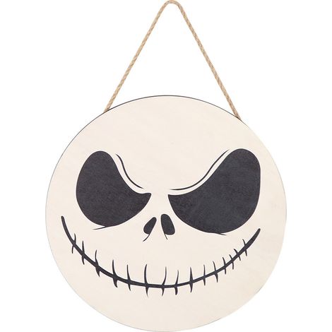 Panneau D'accueil Halloween - Panneau En Bois Rond Pour Porte D'entrée - Décoration Murale Festive - 28 x 28 cm - 1 Pièce (1/5)