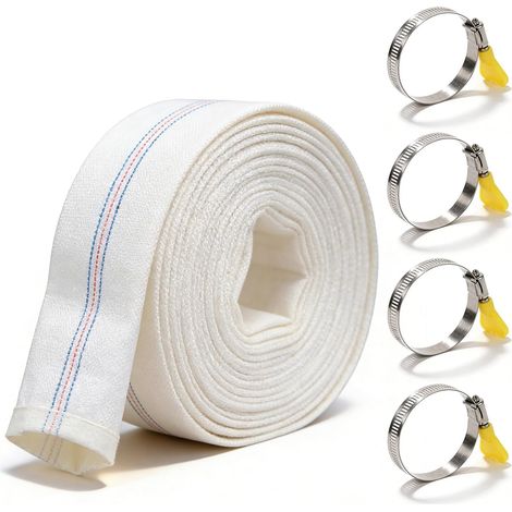 Flat Hose 32 mm 20 m Pump Hose 1 1/4 Inch Construction Hose with 4 Hose Clamps, Fabric Hose, Industrial Hose, Fire Hose for Settling Ponds, Irrigation (1/5)