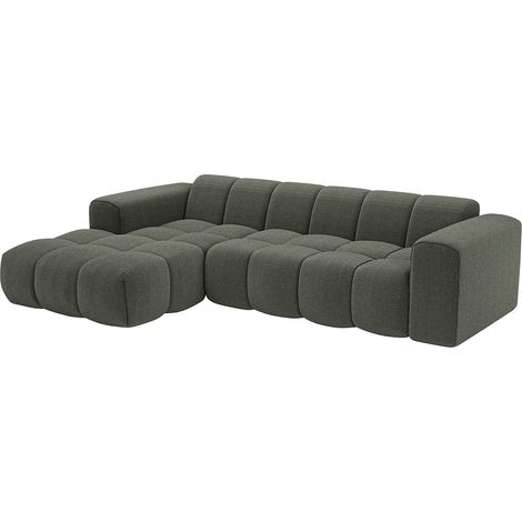 Canapé d'angle gauche en tissu chenille vert CALESO de Maison Céphy
