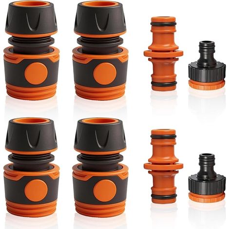 8 Pièces Raccord Tuyau Arrosage, Adaptateur Robinet Tuyau Arrosage, Raccord Tuyau D'arrosage 19mm, Connecteurs Pour Jardin Terrasse Robinet Maison Et Nettoyage Extérieur (1/5)