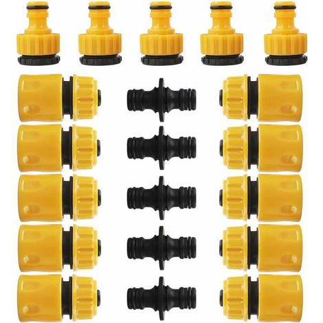 Ecleanfy - Raccords rapides tuyau d'arrosage 20 pcs – 10x 1/2'' + 5x double connecteurs + 5x adaptateurs 3/4'' (ABS) (1/5)