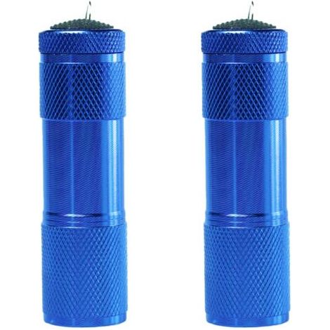 Mini-Taschenlampe mit Gummibeschichtung und Schultergurt, tragbar, ideal für Camping und Wandern, blau. 2 Stück (1/4)