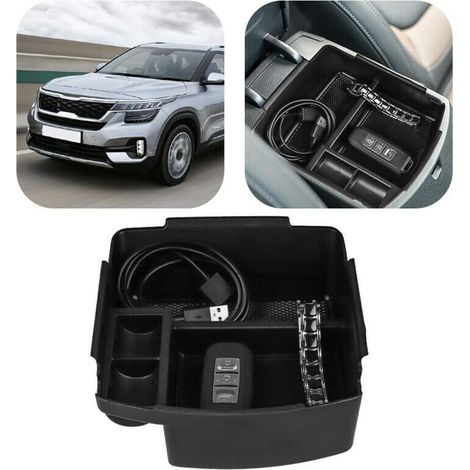 Compartiment de rangement pour la console centrale du Kia Seltos (2020–2021), noir (1/5)