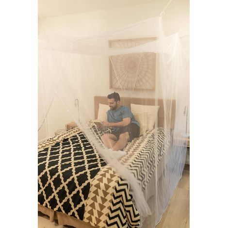 Baldaquin Pour Lit Double, Deux Ouvertures, Kit De Suspension, Sac De Transport Et Ebook, Filet Rectangulaire Qui Vous ProtèGe Et Repousse Les Insectes 250x220x200cm (1/5)