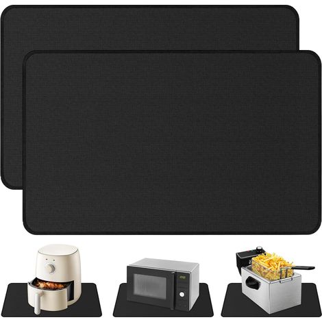 2 Pièces Tapis Résistant à la Chaleur pour Friteuse à Air,40 x 60 cm Tapis en Silicone Ignifuge pour Comptoir de Cuisine,Protecteur de Comptoir pour Friteuses à Air Micro - Ondes Cafetière (1/5)