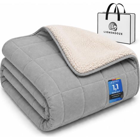 Couverture lestée - Couverture thérapeutique (7 kg) 155 x 220 cm - Couverture lourde pour un sommeil réparateur - Couverture 2 en 1 en fibre de bambou hypoallergénique avec perles de verre (1/5)