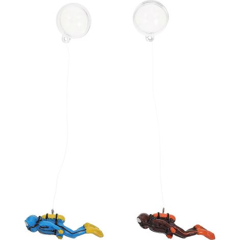 Deux ensembles de décorations d'aquarium submersibles flottantes comprenant des figurines de plongeurs plus vraies que nature. (1/4)