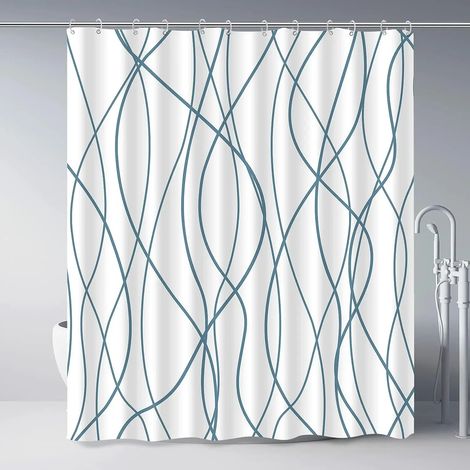 Filiyano-Rideau de douche moderne à rayures noires et blanches ondulées, rayures dégradées, rideau de douche décoratif pour salle de bain, 220 x 180