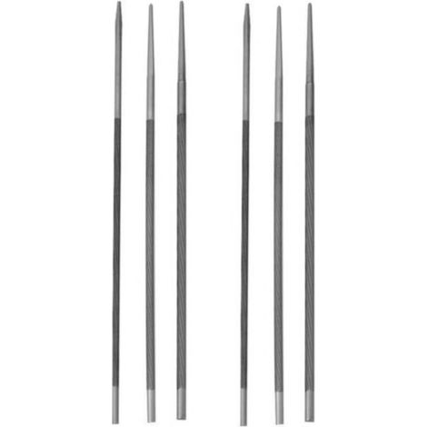Lot de 6 limes à tronçonneuse, 3sizes of round fine-tooth files (5/32", 3/16", and 7/32")avec coupe en spirale, pour affûtage et meulage de chaîne de tronçonneuse (1/4)