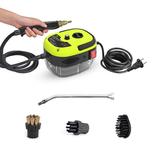 GARRYFIZH Nettoyeur vapeur portable 2500W Machine de nettoyage à vapeur pressurisée haute température avec têtes de brosse et gants pour meubles de cuisine, salle de bain, voiture