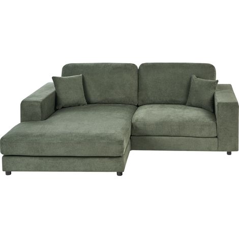 Sofá esquinero estilo minimalista tapizado en tela con cojines adicionales 3 plazas verde derecho Lofoten (1/5)