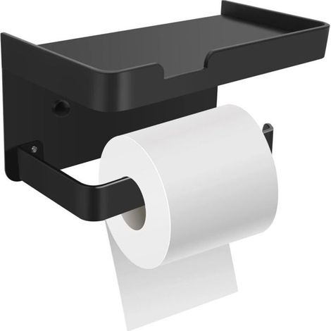 Porte-papier toilette mural avec support pour téléphone, porte-papier toilette adhésif moderne, porte-papier toilette noir pour femme