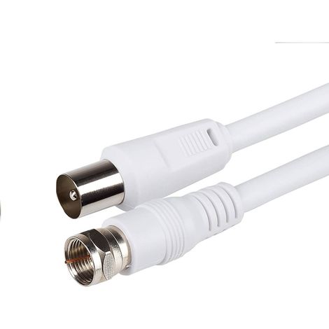 Cable antena-satelite coaxial macho - tipo f macho 75 Ohm 2.5 M Blanco