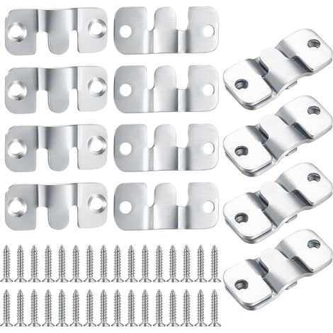 16 Support Encastré Dissimulé Cadre Photo Emboîtement Miroirs 44x19 mm  Montage Crochet Suspension Connecteur Meubles Suspendu Fixation Solide Pratique (1/5)