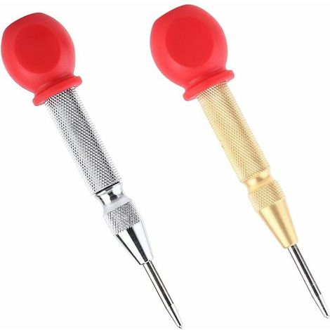 2 Pièces Poinçon De Centrage Automatique, Pointeau Central Automatique, Pointeau Automatique, Pointeau Automatique à Frapper Acier, Impact Réglable - Doré, Argenté-Fei Yu (1/5)