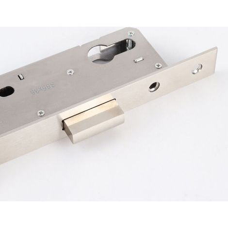 Serrure à larder DIN droite/gauche pour porte chambre – acier galvanisé, avec contre-plaque, compatible cylindre profilé et cadre tubulaire (1/3)