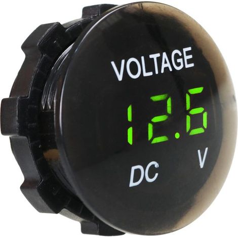 Voltmètre imperméable,Mini testeur de tension à affichage numérique DC 12V-24V Testeur à LED pour Voiture Moto Auto Truck Campervan (Vert) (1/3)