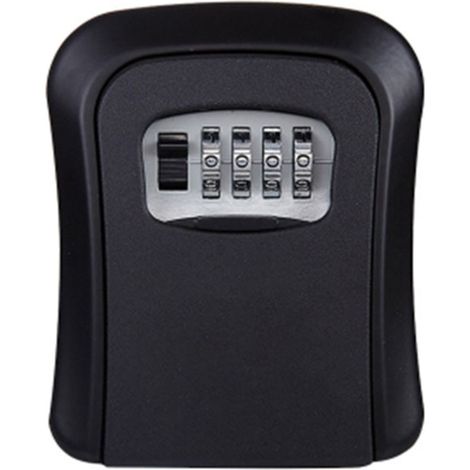 Wandmontierter Tresor aus Aluminiumlegierung mit 4-stelligem Zahlenschloss, wasserdicht, tragbar, für Hausschlüssel, Ausweise und USB-Sticks.