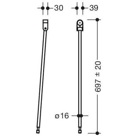 HEWI 950.50B023XA 98 support au sol pour poignées SK 801.50.