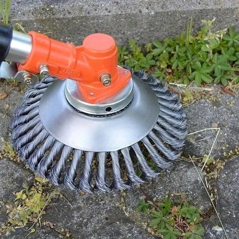 Brosse de retrait de roue métallique pour jardinage, Outil pour tondeuse à gazon engrenage, Brosse de retrait rotative d'engrenage de tête de tondeuse à gazon, Tête de retrait de roue de coupe métalli (1/5)