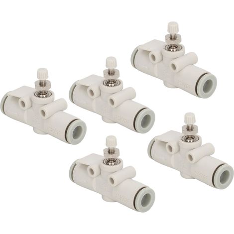 Packung mit 5 druckbeständigen PVC-Rohrdrosselklappen, gerade Luftstromregelungsarmaturen für Schläuche mit 6 mm Außendurchmesser. (1/5)