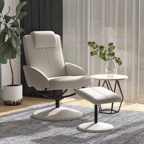 Fauteuil inclinable avec repose-pieds, fauteuil TV pivotant à 360° avec fonction inclinable, fauteuil TV, similicuir, fauteuil de lecture pour salon, chambre, gris