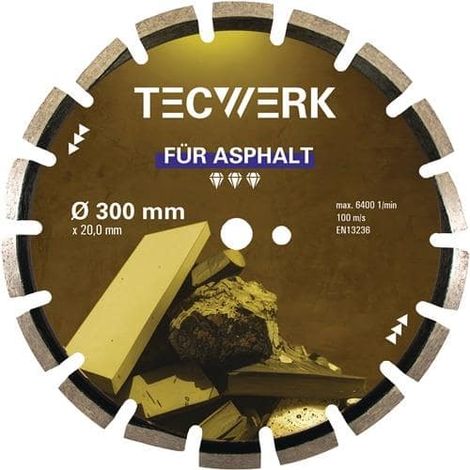 TECWERK Diamanttrennscheibe ASPHALT D.350mm Bohr.20mm Seg.-H.10mm Seg.-S.3,2mm TW (1/2)