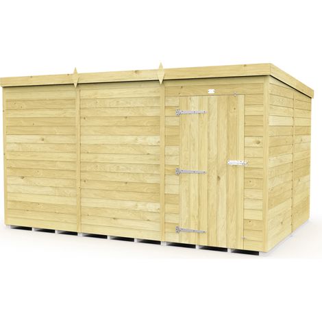 12 x 8 Feet Pent Shed - Single Door Without Windows - Wood - L231 x W358 x H201 cm