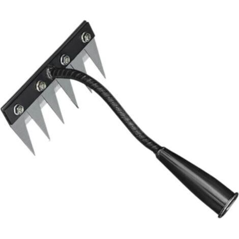 LAN Râteau de désherbage, râteau de jardin, outils de jardinage, outil manuel en acier au carbone pour désherber, griffe de jardinage, 6 dents (1/4)