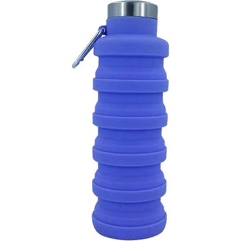 Faltbarer Silikonbecher, 500 ml, tragbarer Trinkbecher, Reisebecher für Outdoor-Aktivitäten, Camping, Reisen, Sport, Lila