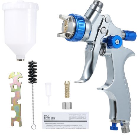 Kit de pulvérisation de peinture à l'air comprimé à faible volume et basse pression, alimenté par gravité, avec buse de 1,3 mm et godet de 600 cc pour la peinture de voitures, meubles et clôtures (1/5)