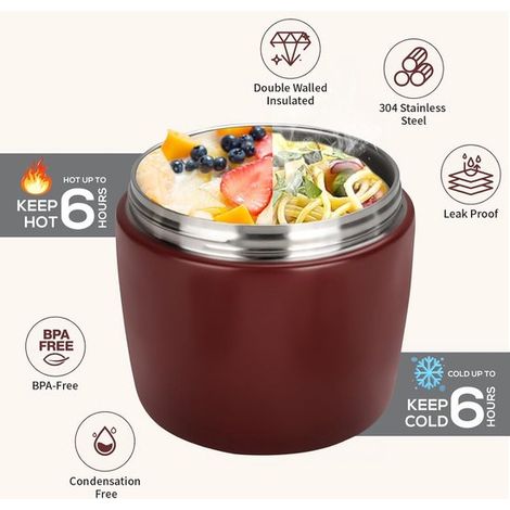 Isolierte 1200 ml Thermoskanne, isolierte Edelstahl Lunchbox, Speisebehälter mit Löffel, für Schule, Büro und Camping. (1/5)