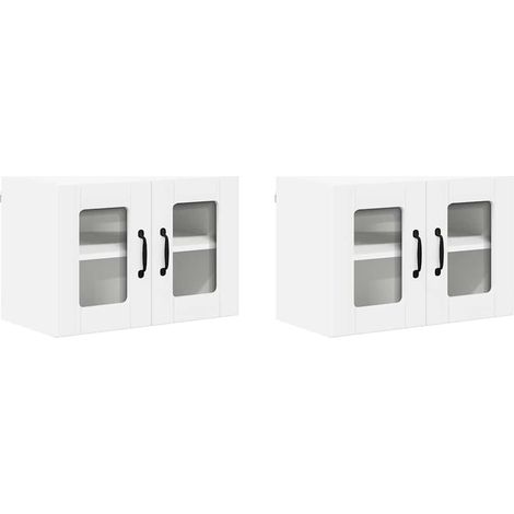 Lot de 2 Meubles Hauts De Cuisine - Armoires de cuisine Blanc 60 x 31 x 40 cm fr30873 (1/5)